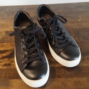 SKECHERS SIDE STREET/RISE FIT Black Leather- Rainbow Rhinestones RARE Sz 8.5